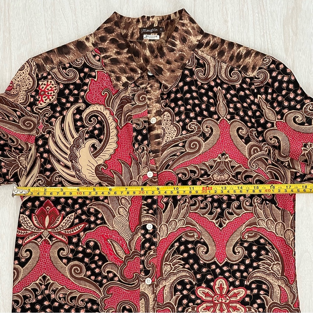 J. McLaughlin Paisley Button Down Shirt - Red and Cheetah Print - Picture 11 of 12